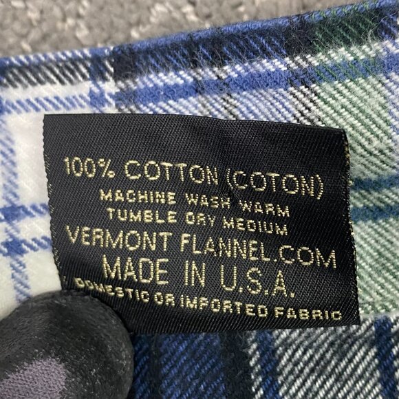 Vermont Flannel Co. Henley Shirt Men's Small Blue Green Plaid Check Pullover - Picture 7 of 13